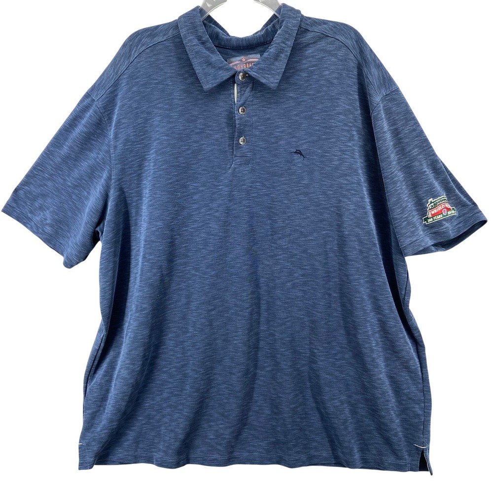 Tommy Bahama Baseball Polo Mens XL Chicago Cubs Blue MLB 100th Year 2014 Wrigley